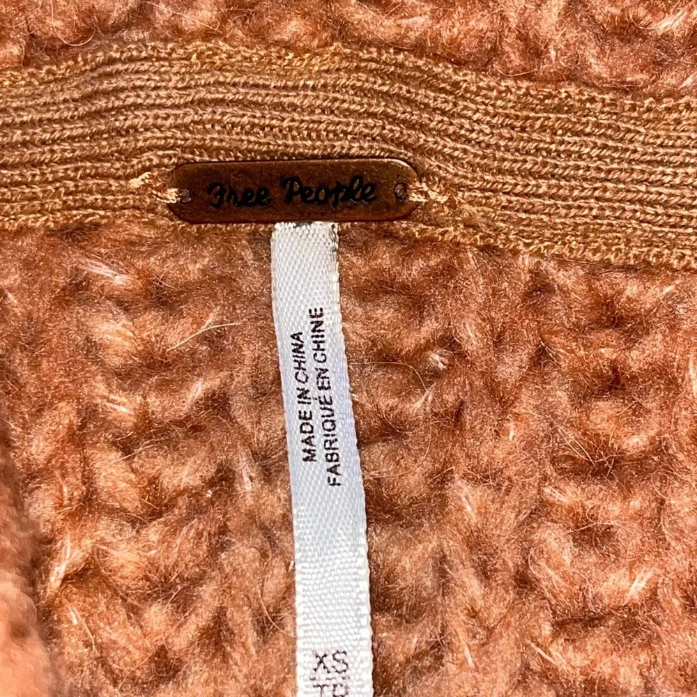 Free People Fluffy Fox Chunky Wool Alpaca Blend Turtleneck Sweater Papaya xsmall - Picture 3 of 7